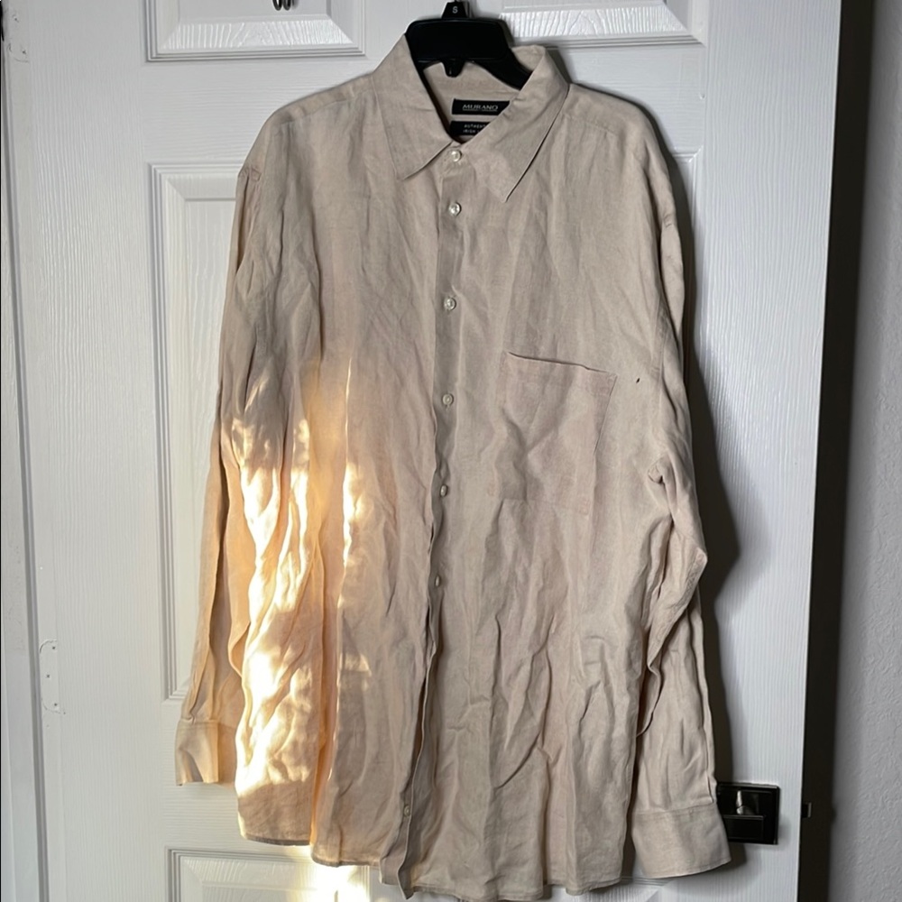 Murano Irish linen long sleeve button down shirt